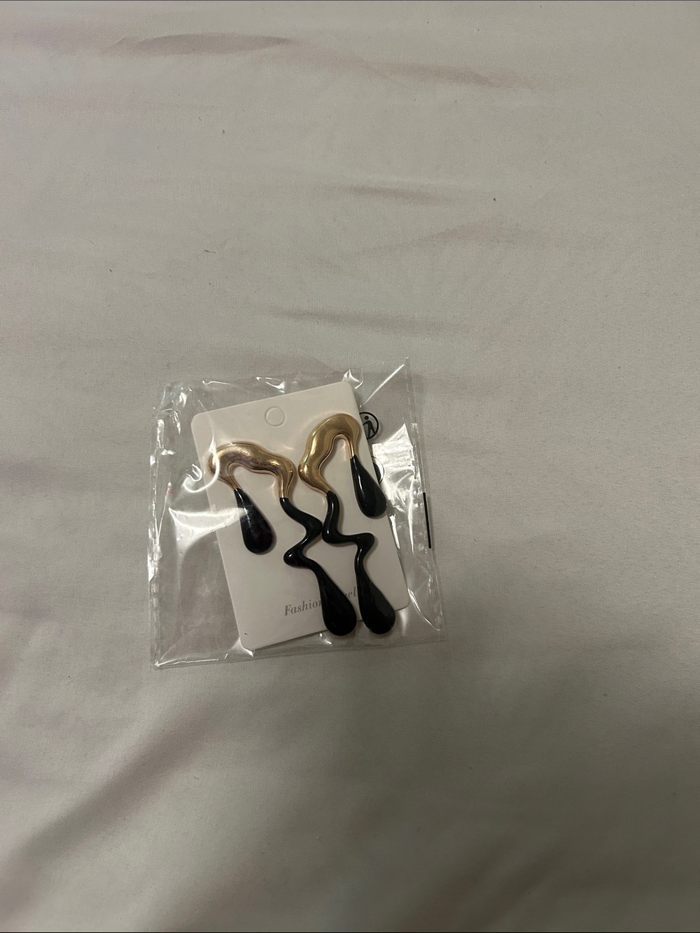 Gold & Black Abstract Drop Earrings